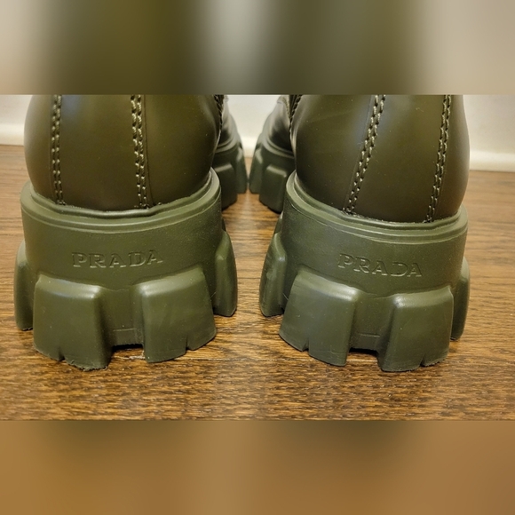 PRADA Men's Monolith Mini Bag Lug Sole Green Combat Boots SZ 11 - Picture 7 of 9